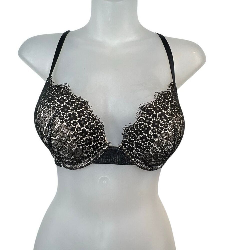 Victoria’s Secret Black Lace Push-Up Bra 32D D70